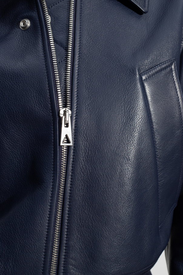 Navy blue Leather jacket Bottega Veneta